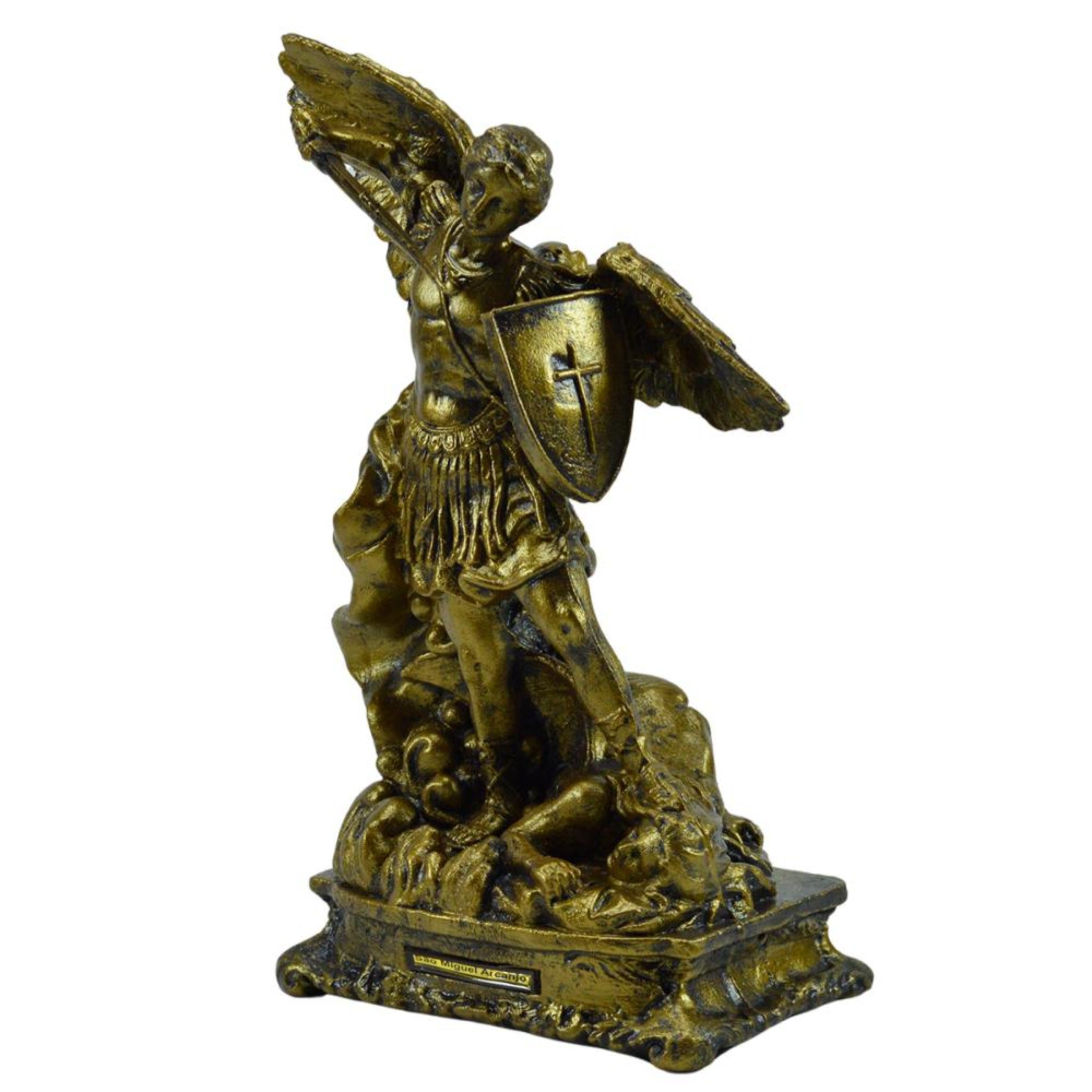 St. Michael the Archangel Statue Gold Finish - 8 inch - Shatterproof Material