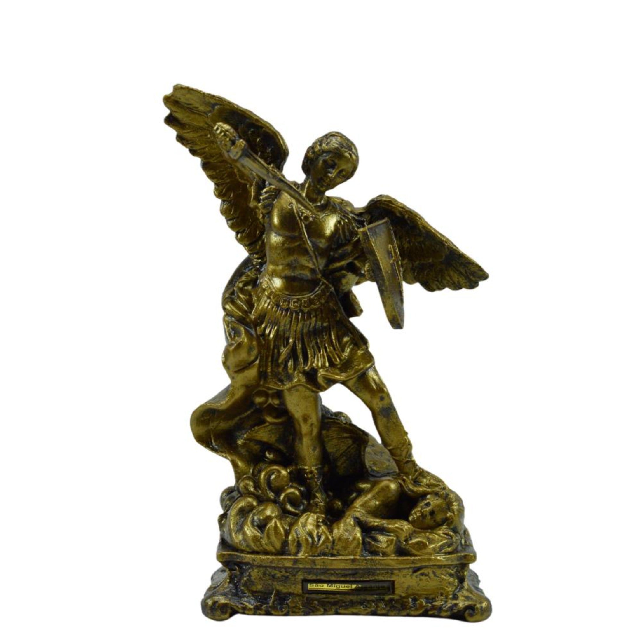 St. Michael the Archangel Statue Gold Finish - 8 inch - Shatterproof Material