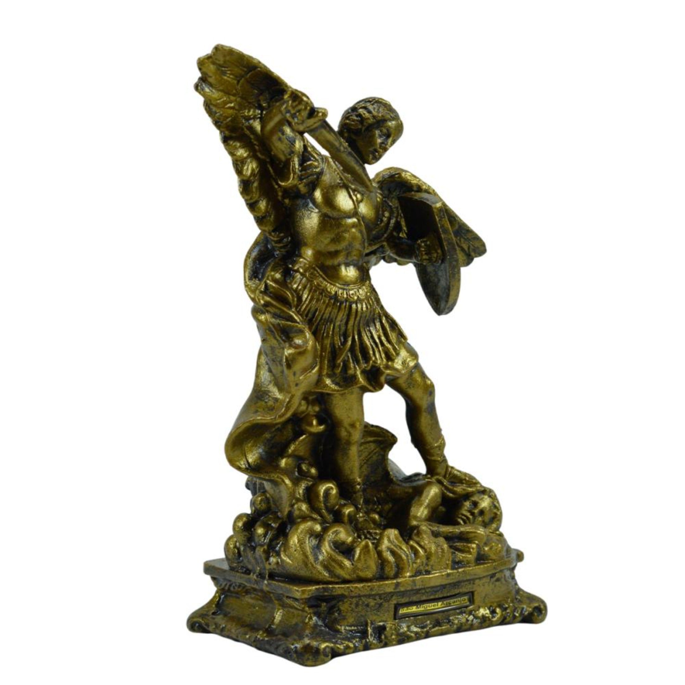 St. Michael the Archangel Statue Gold Finish - 8 inch - Shatterproof Material